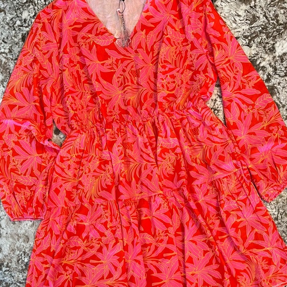 XL New Fancyinn Women’s Pink Orange Fall pockets Dress X Large Long Sleeve - Picture 2 of 15